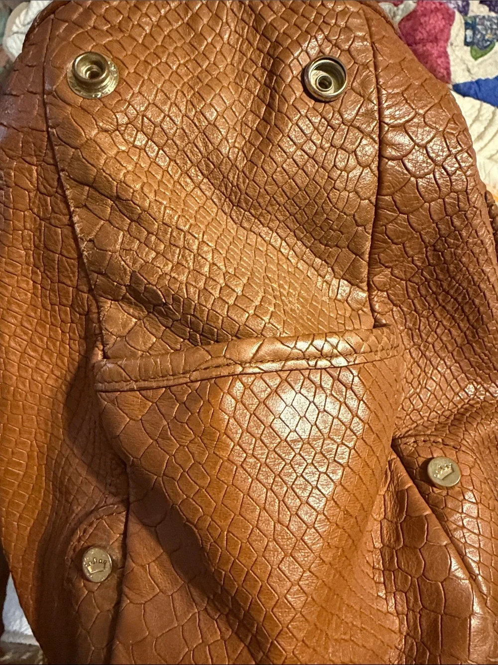 Elaine Turner Large Brown Snakeskin Embossed Hobo Shoulder Bag Vegan Leather